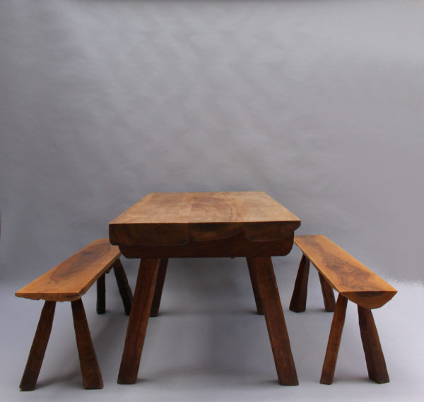 Pair of French Midcentury Walnut Benches - Image 16