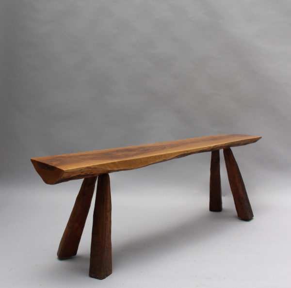 Pair of French Midcentury Walnut Benches - Image 5