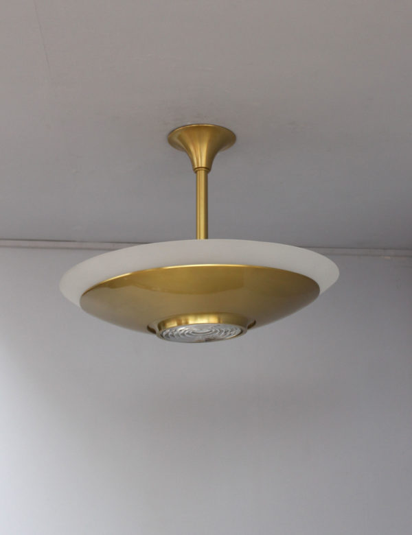 A fine French Art Deco Brass and Glass Chandelier by Jean Perzel - Image 15