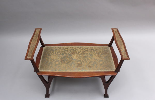 Fine French Art Nouveau Upholstered Mahogany Bench - Image 6