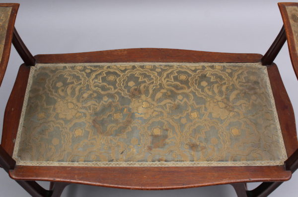 Fine French Art Nouveau Upholstered Mahogany Bench - Image 7