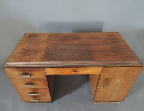 French Art Deco Rosewood Pedestal Desk - Image 8