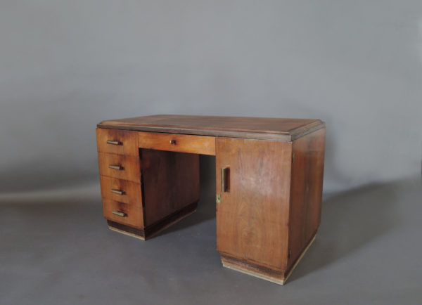 French Art Deco Rosewood Pedestal Desk - Image 4