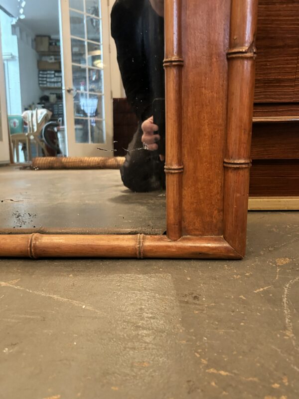French Napoleon III Faux Bamboo and Mahogany Framed Mirror - Image 8