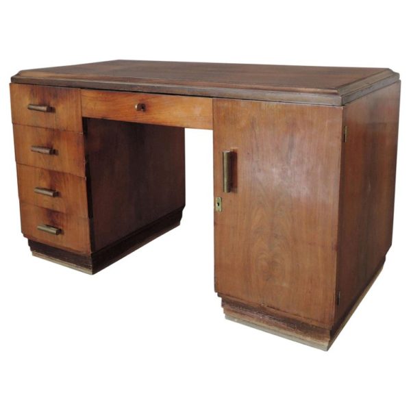 French Art Deco Rosewood Pedestal Desk