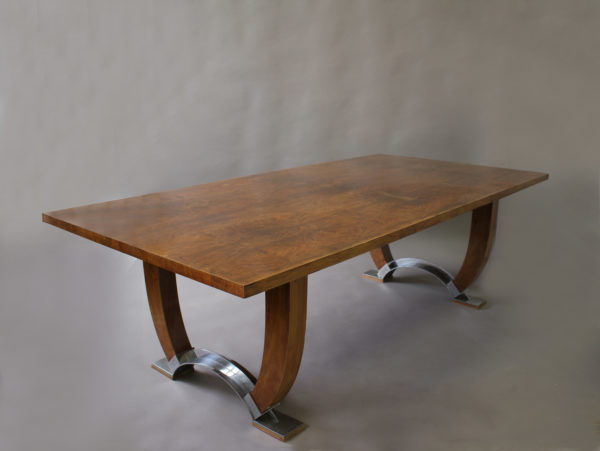 Large Fine French Art Deco Extendable Walnut Dining Table by Leleu (documented) - Image 6