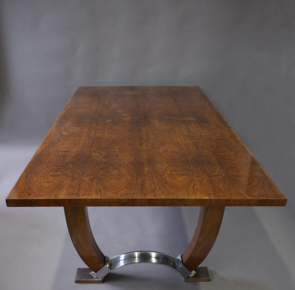 Large Fine French Art Deco Extendable Walnut Dining Table by Leleu (documented) - Image 7