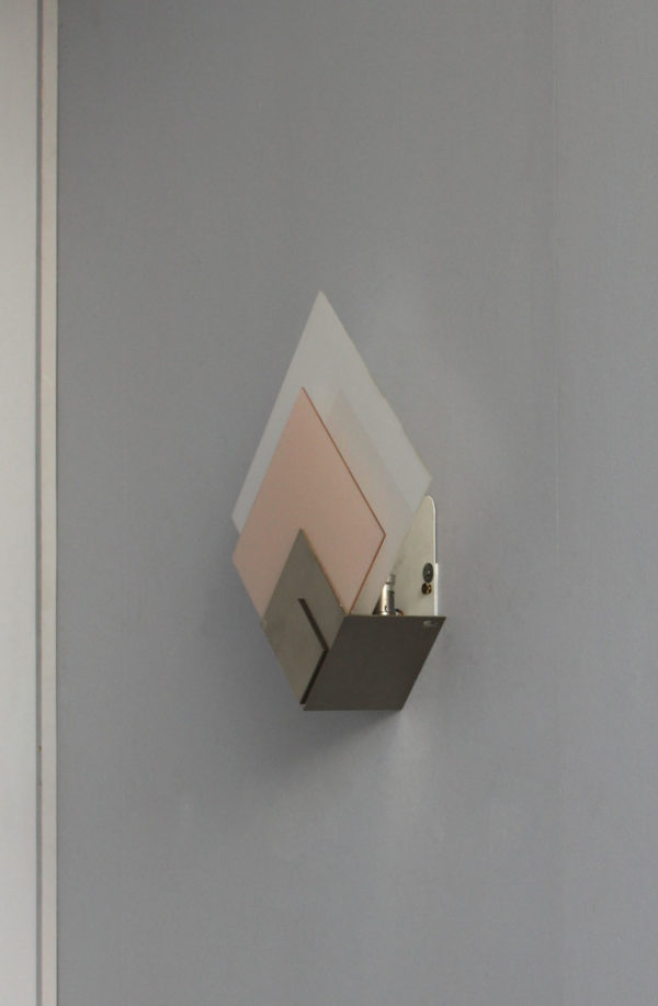 Fine French White and Pink Glass Shades and Nickel Mount Sconce by Jean Perzel - Image 8