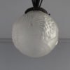 Fine French Art Deco Wrought Iron and Frosted Glass Pendant by Muller Frères