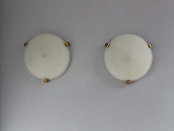 A Set of 4 Fine French Art Deco Flush Mount / Wall Sconce by Jean Perzel - Image 2