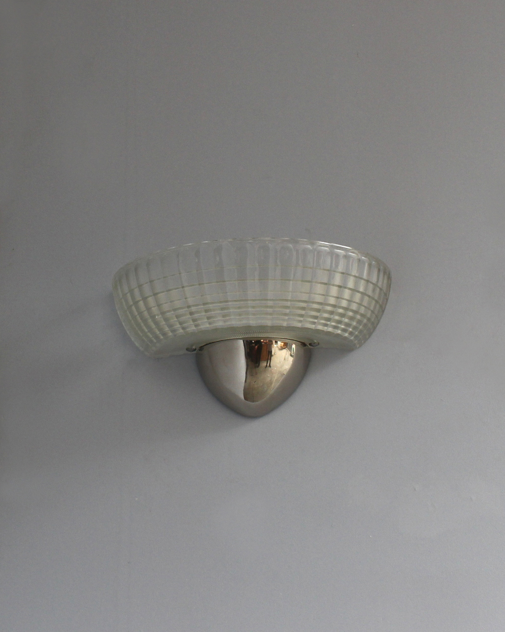 2 Pairs of Fine French Art Deco Chrome and Holophane Glass Sconces - Image 4