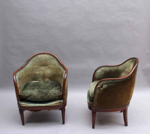 4 Fine French Art Deco Mahogany Gondola Chairs (2 available) - Image 3