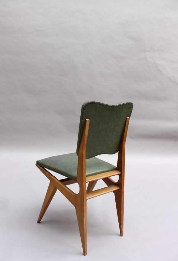 Six French, 1950s Solid Oak Dining Chairs - Image 9