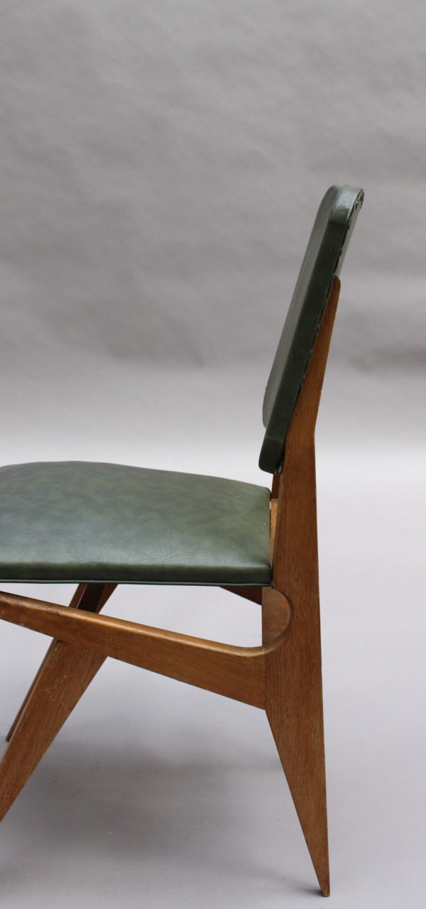 Six French, 1950s Solid Oak Dining Chairs - Image 12