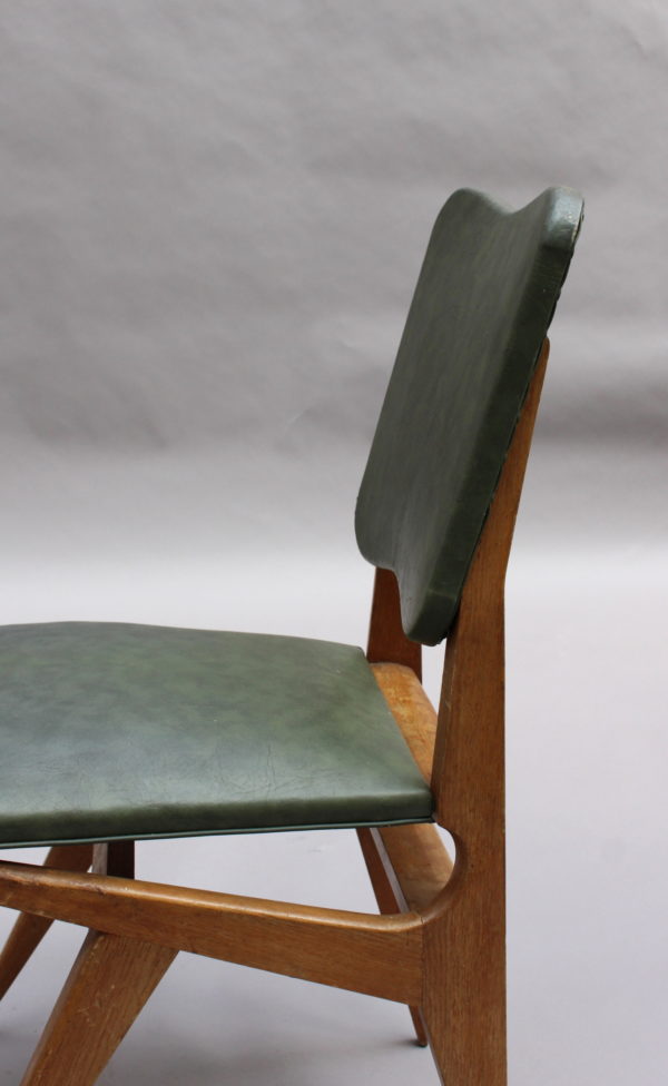 Six French, 1950s Solid Oak Dining Chairs - Image 13