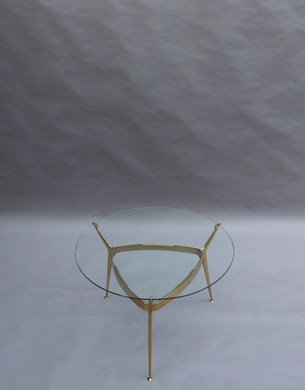 Fine Italian 1950s Brass and Glass 2-Tier Gueridon - Image 16