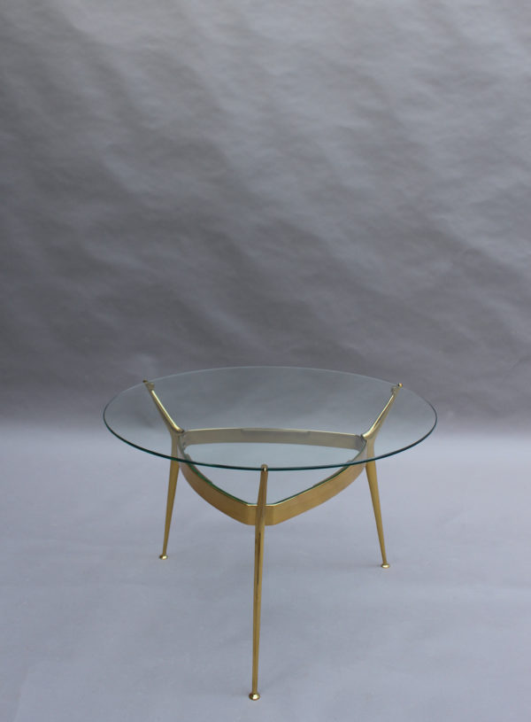 Fine Italian 1950s Brass and Glass 2-Tier Gueridon - Image 14