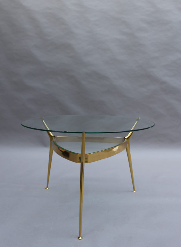 Fine Italian 1950s Brass and Glass 2-Tier Gueridon - Image 13