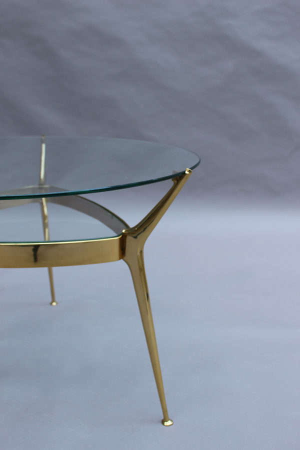 Fine Italian 1950s Brass and Glass 2-Tier Gueridon - Image 9