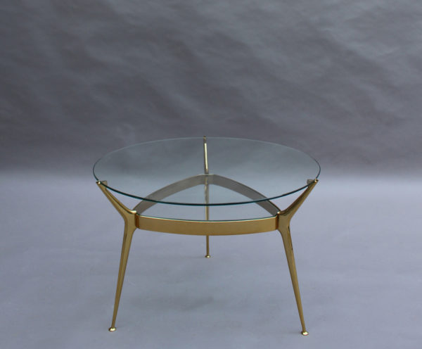 Fine Italian 1950s Brass and Glass 2-Tier Gueridon - Image 15