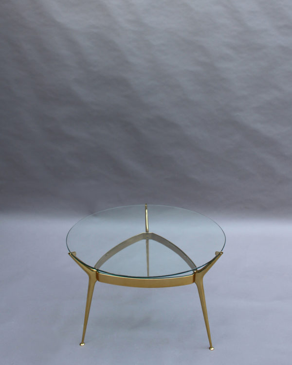 Fine Italian 1950s Brass and Glass 2-Tier Gueridon - Image 5