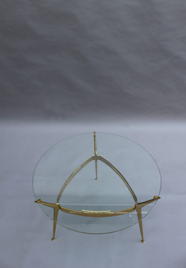 Fine Italian 1950s Brass and Glass 2-Tier Gueridon - Image 7