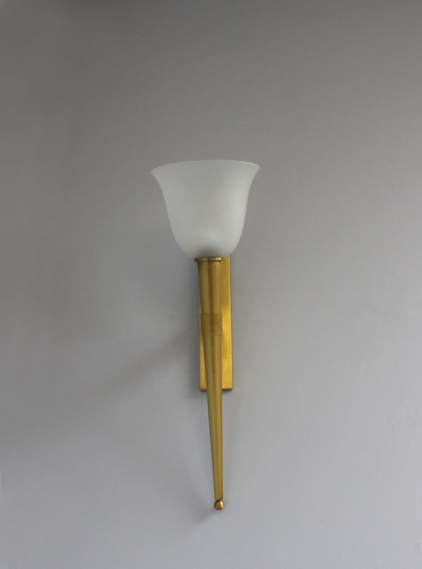 Large Fine French 1950s Bronze and Glass Torchere Wall light by Perzel - Image 10