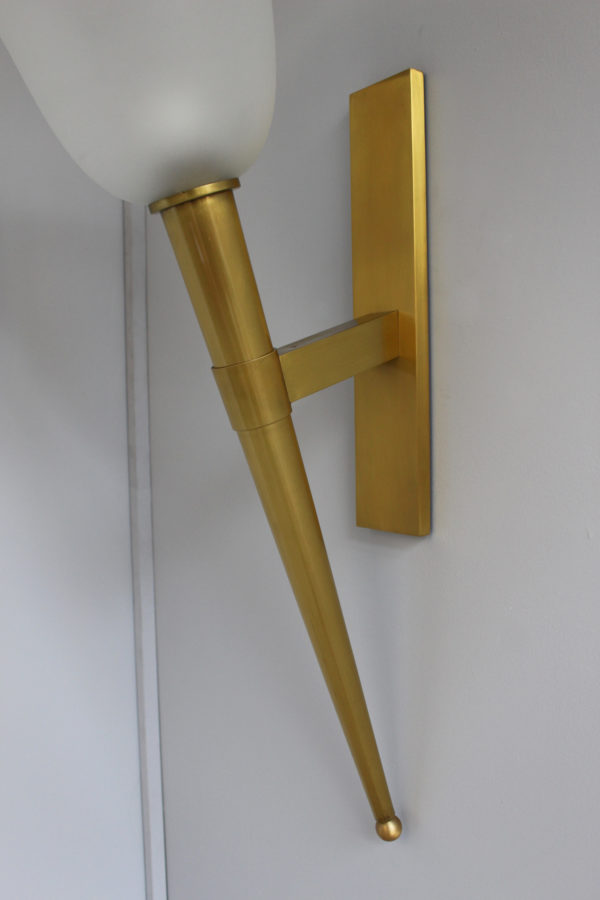 Large Fine French 1950s Bronze and Glass Torchere Wall light by Perzel - Image 9