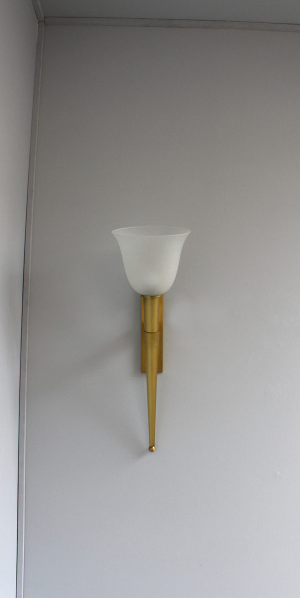 Large Fine French 1950s Bronze and Glass Torchere Wall light by Perzel - Image 3