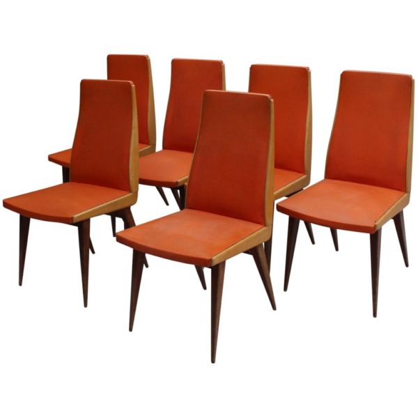Set of 6 French 1950s Beech Chairs