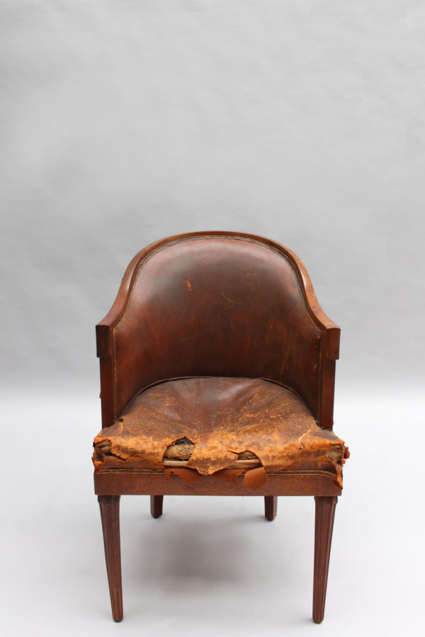 A Fine French Art Deco Mahogany And Amboyna Desk Armchair