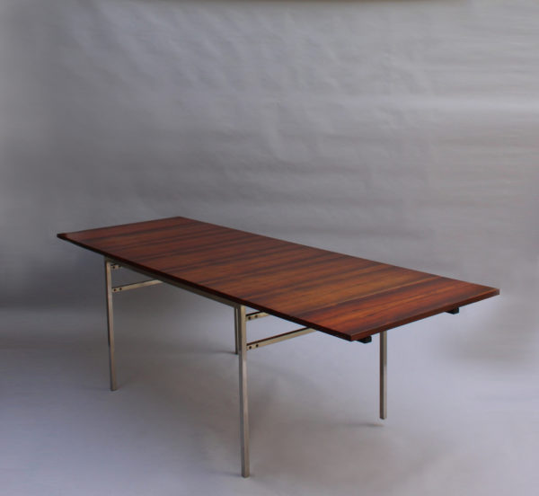 Fine French 1950s Extendable Chrome and Rosewood Table by Alain Richard - Image 13