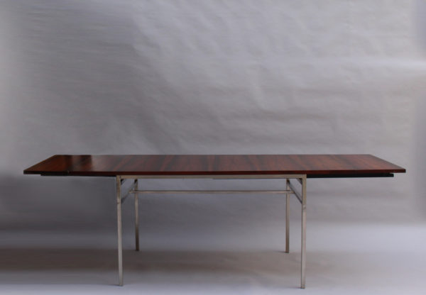 Fine French 1950s Extendable Chrome and Rosewood Table by Alain Richard - Image 15