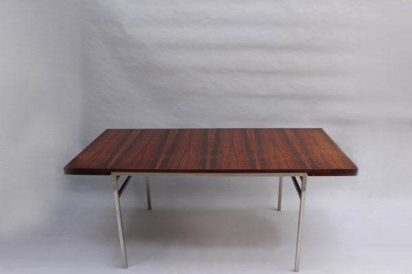 Fine French 1950s Extendable Chrome and Rosewood Table by Alain Richard - Image 4