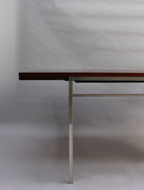 Fine French 1950s Extendable Chrome and Rosewood Table by Alain Richard - Image 10