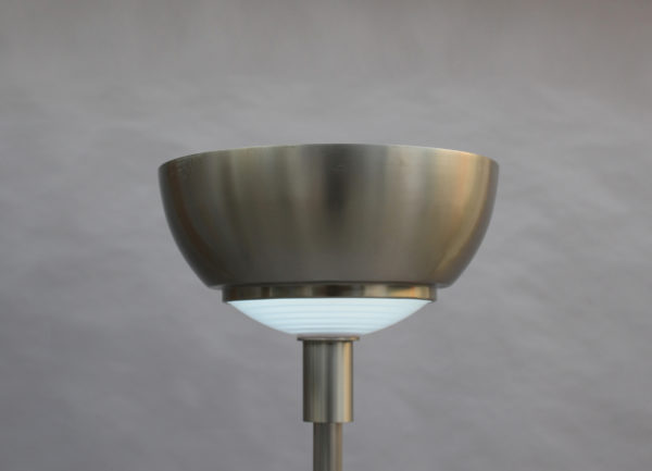 Fine French Art Deco Nickel and Glass Floor Lamp by Jean Perzel - Image 6