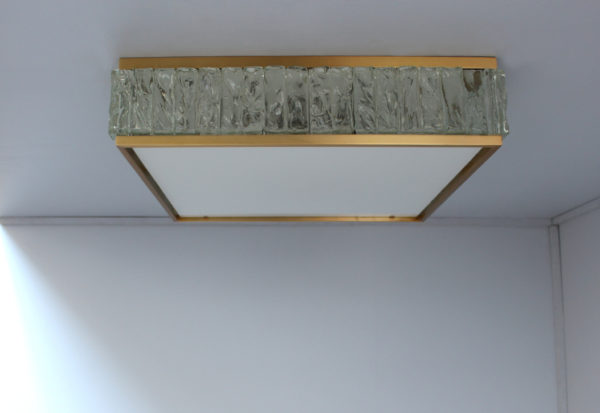 Fine Square Brass and Glass "Queen's Necklace" Ceiling Light by Jean Perzel - Image 5