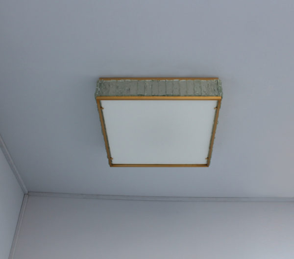 Fine Square Brass and Glass "Queen's Necklace" Ceiling Light by Jean Perzel - Image 4