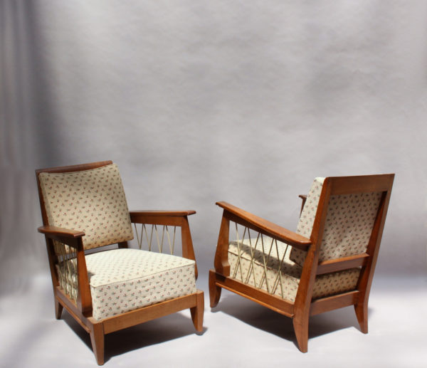 Pair of Fine French 1950s Oak Armchairs with Rope Details - Image 2