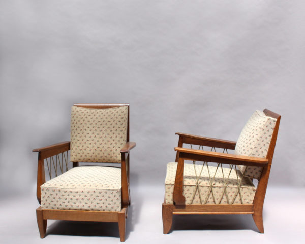 Pair of Fine French 1950s Oak Armchairs with Rope Details - Image 3