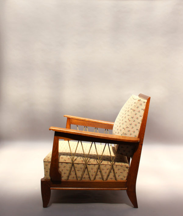 Pair of Fine French 1950s Oak Armchairs with Rope Details - Image 6