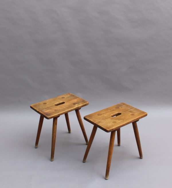 4 French 1950s Beech Stools or Occasional Tables - Image 4