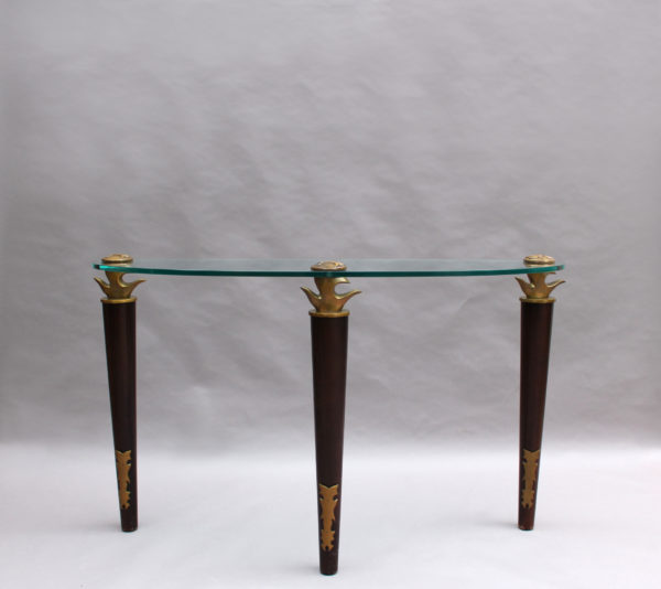 Fine French Wood, Bronze and Glass Console by Garouste and Bonetti - Image 3