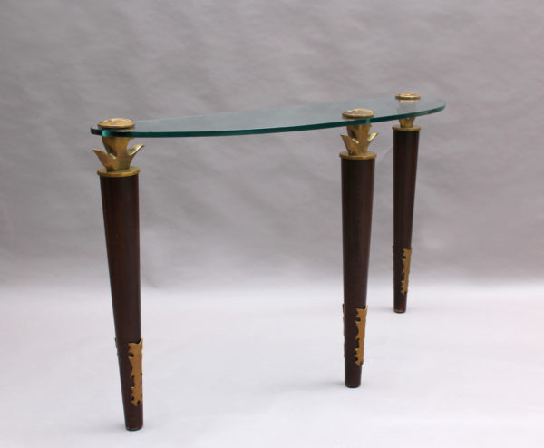 Fine French Wood, Bronze and Glass Console by Garouste and Bonetti - Image 5