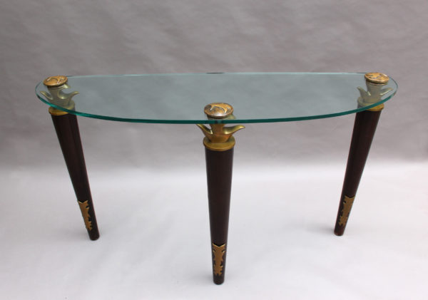 Fine French Wood, Bronze and Glass Console by Garouste and Bonetti - Image 4