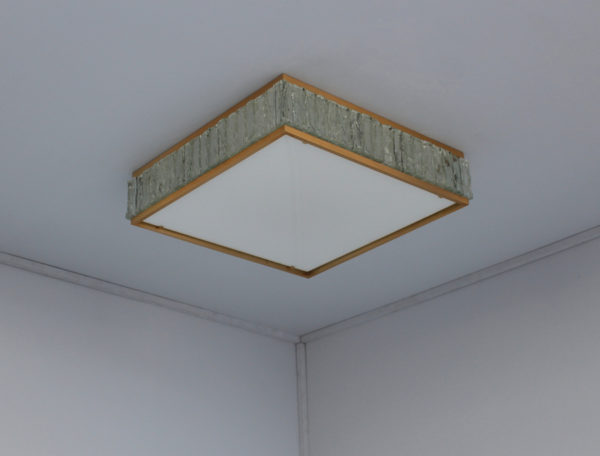 Fine Square Brass and Glass "Queen's Necklace" Ceiling Light by Jean Perzel - Image 14