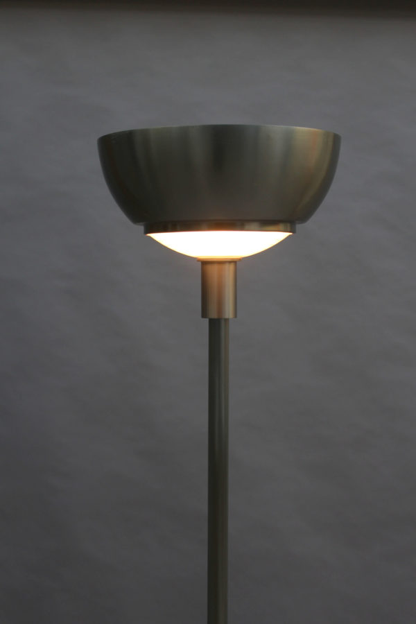 Fine French Art Deco Nickel and Glass Floor Lamp by Jean Perzel - Image 5