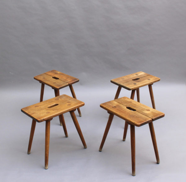 4 French 1950s Beech Stools or Occasional Tables - Image 3