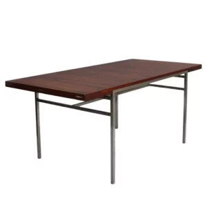 Fine French 1950s Extendable Chrome and Rosewood Table by Alain Richard