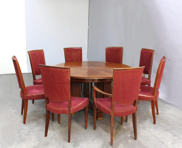 Set of 8 Fine French Art Deco Dining Chairs by Jules Leleu - Image 14